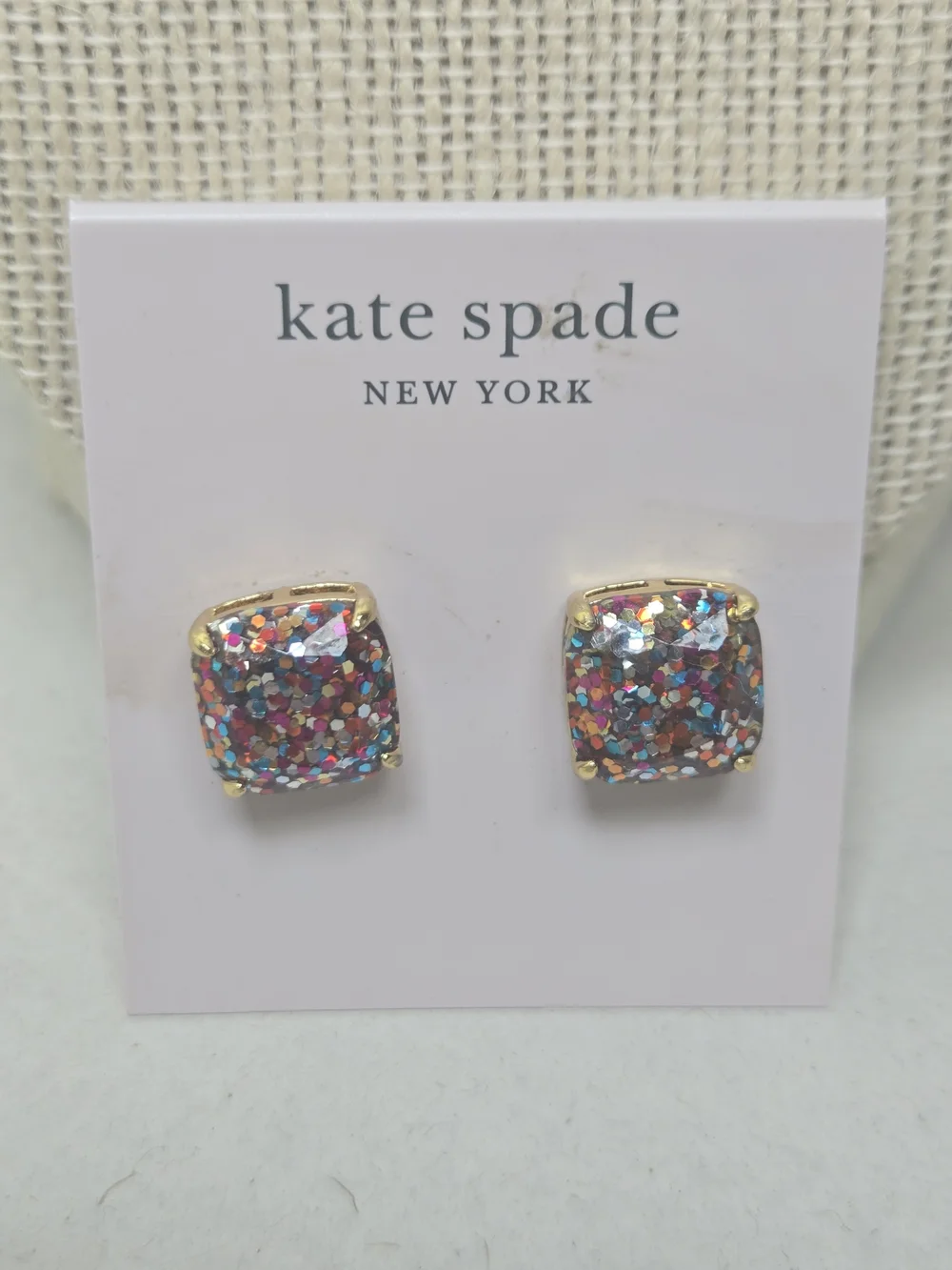 kate spade Multicolor Glitter Square Stud Earrings